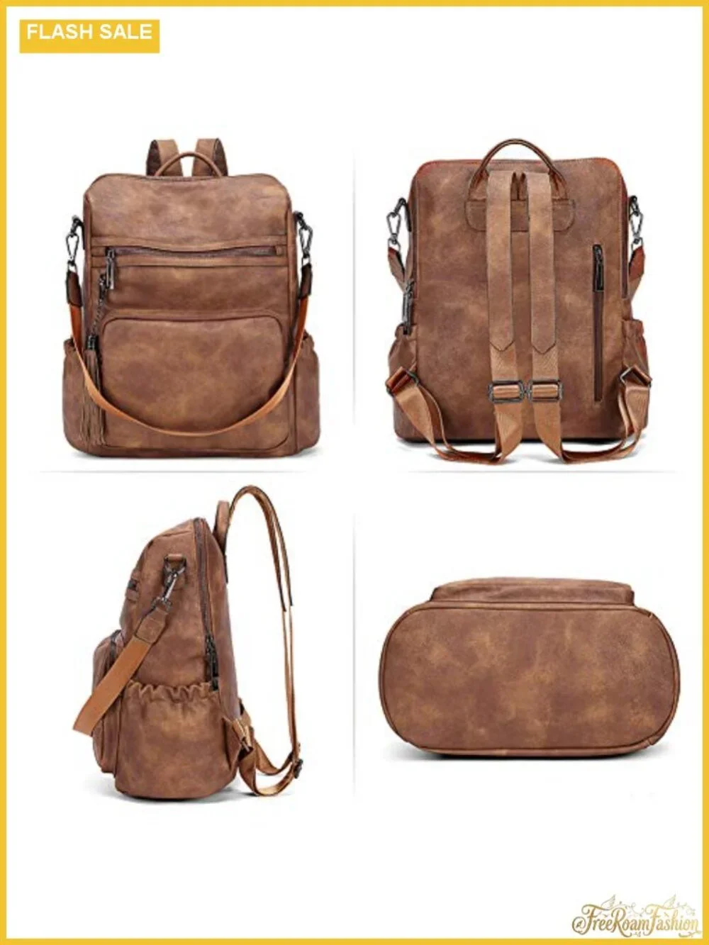 Vegan Leather Convertible Backpack Purse for Women, Travel Work Bag